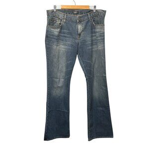 Guess Rocker Slim Boot Mens Jeans 39x34" Relaxed Fit Blue Feathered Mid Rise